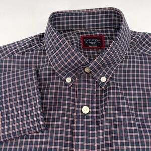 UNTUCKIT Mens Medium Slim Fit Blu Salice Plaid Button Down Shirt Size M Sl
